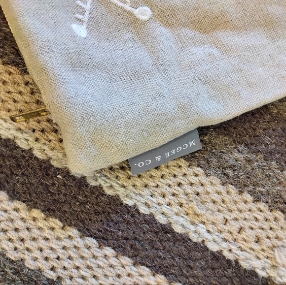 MCGEE & CO Designer Linen Embroidered Pillow Case Cover AZTEC Beige 22 X 22 - Picture 3 of 5